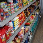 Silver Wall Shelving in Convenience Store