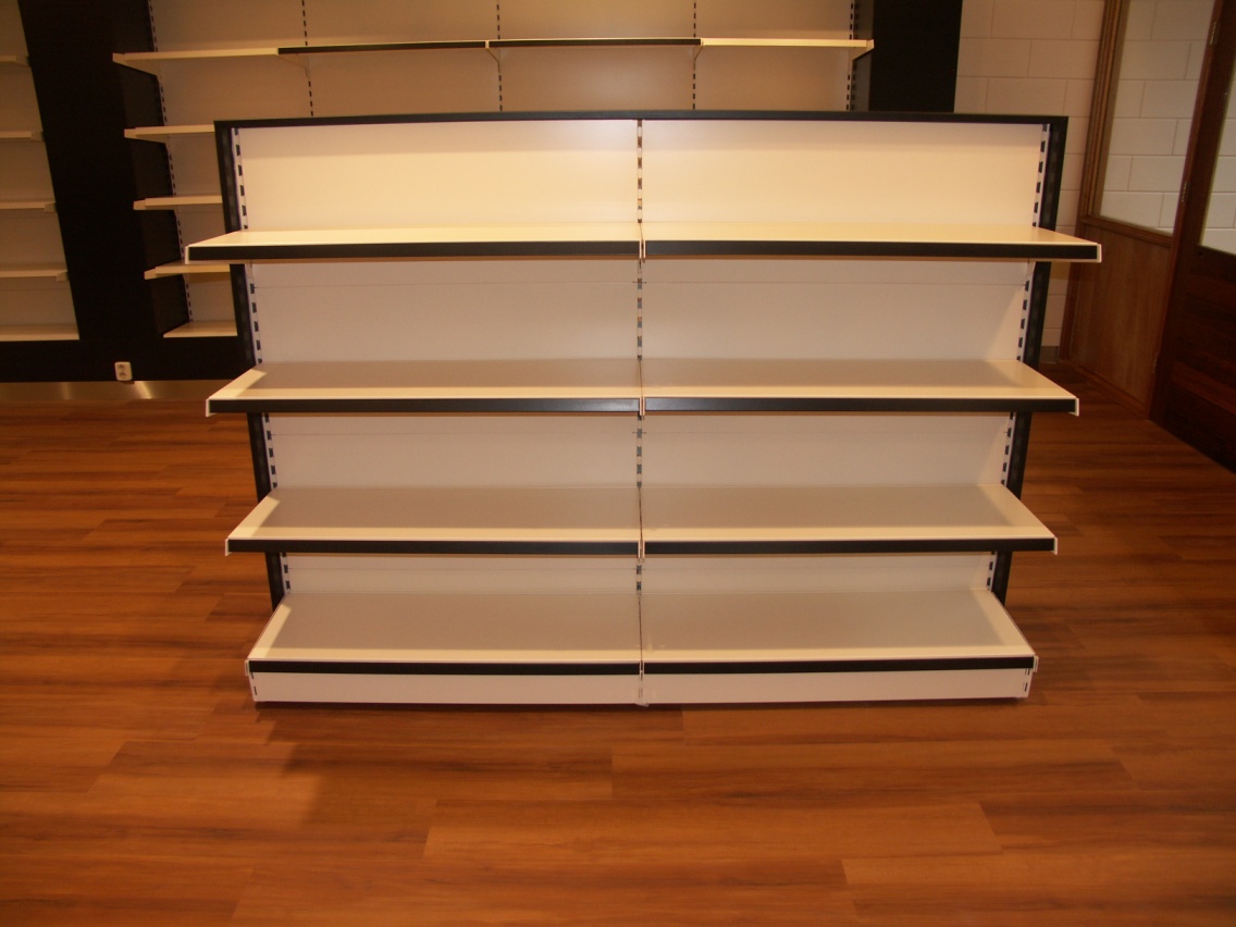 Gift Shop Gondola Shelving with Wood Trim