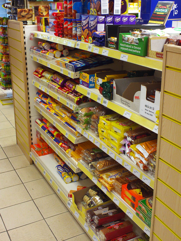 Petrol station gondola shelving