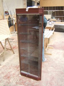 Wooden Corner Display Cabinet with Sliding Glass Doors