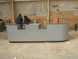 Round Ended Convenience Store Counter with Two Serving Wells