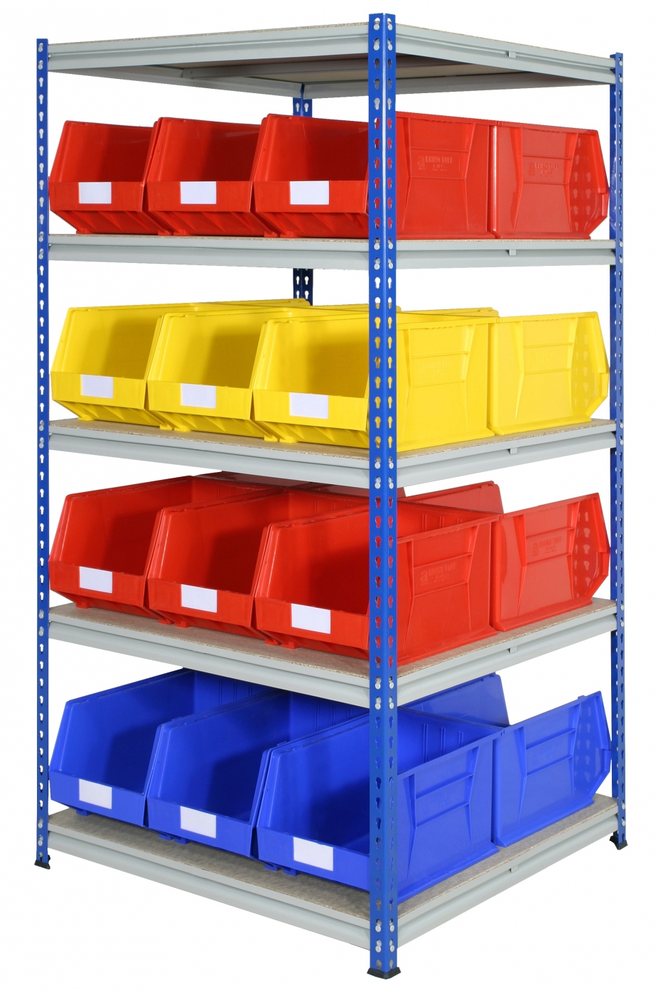 Rivet Racking Bays with Plastic Storage Bins