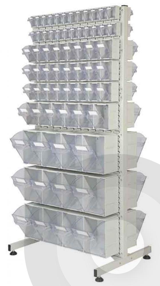Gondola Double Sided Tilt Bin Racks | Plastic Bins Shop Display