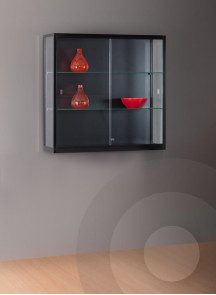 Black Wall Mounted Display Cabinet  with Glass Top