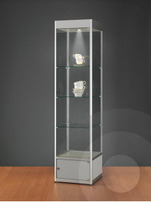 500mm cabinet with logo header and storage cupboard