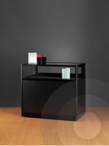 black dustproof display counter with plinth