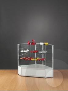 Corner glass display counter