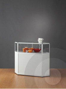 part glass corner display counter