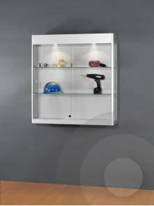 Wall mounted cabinet with logo header