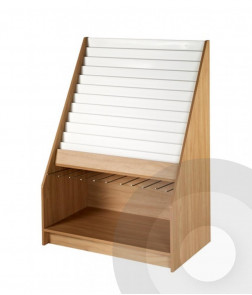 12 tier wooden greetings card display  unit with gift wrap display arms