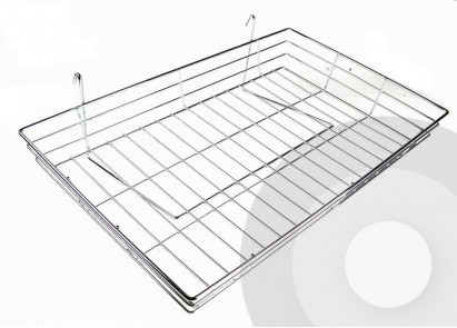 Wire basket for grid panel display system