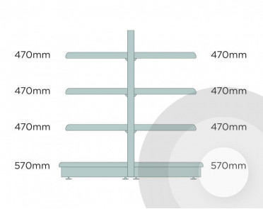 deep low gondola shelving diagram silver colour
