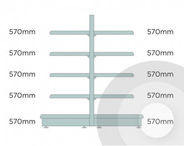 silver maximum display deep gondola shelving diagram