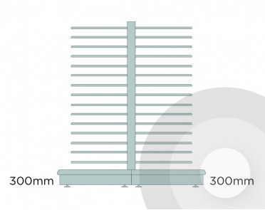 silver extra shallow slatwall gondola diagram