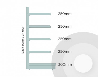 Extra Shallow  Promo Shelving Base + 4 Silver (RAL9006)