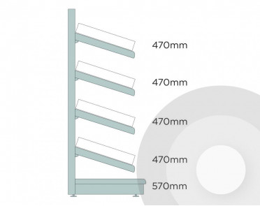 Deep Wall Shelving With Plastic Risers And Dividers Silver (RAL9006)