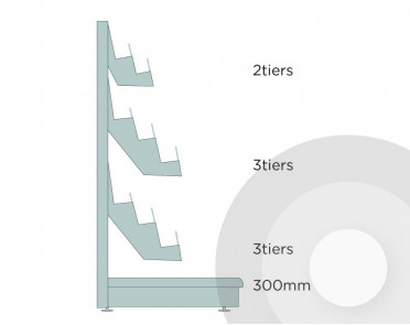 Extra Shallow Magazine Shelving Unit Silver (RAL9006)
