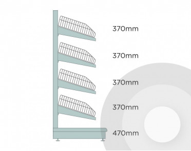 Medium Wall Shelving With Wire Risers And Dividers Silver (RAL9006)