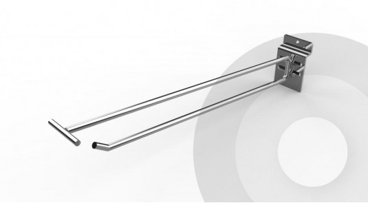 Single Slatwall Hook with Overarm 300mm (Box 100) Chrome