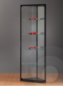 Black Corner Display Cabinet with Glass Top