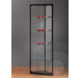 Black Corner Display Cabinet with Glass Top