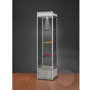 Display Cabinet with Illuminated Header and Storage Cupboard