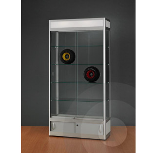 Display Cabinet with Illuminated Header and Storage Cupboard