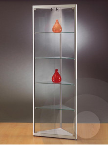 Corner display cabinet with ceiling lights