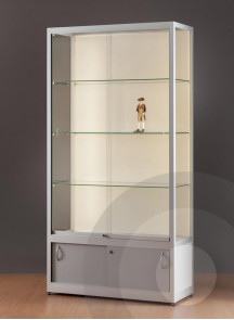 Large glass display cabinet with cupboards