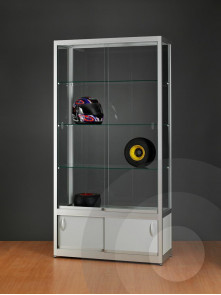 Wide Display Cabinet with Glass Top and Lower Case