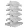 deep tall gondola shelving with wire risers and dividers