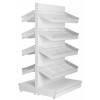 extra deep gondola shelving with plastic risers and dividers