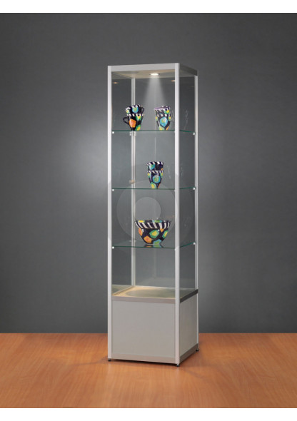 Display Cabinet with Ceiling Lights and Storage Cupboard