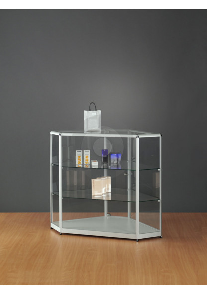 Corner glass shop display counter