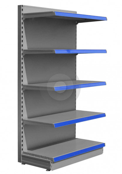 silver wall shop shelving