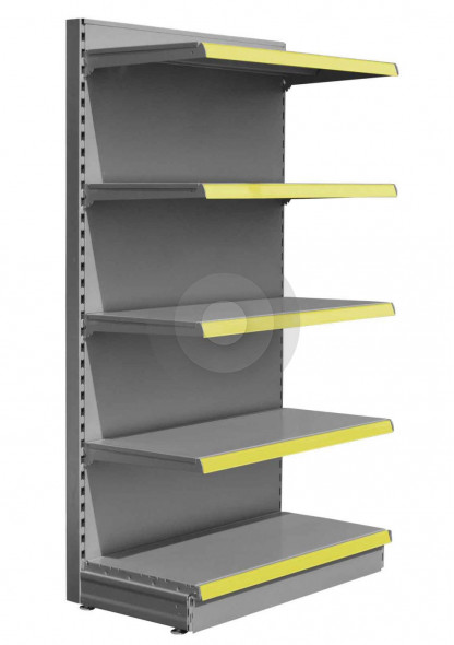 silver wall retail shelving