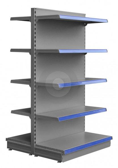 silver tall gondola shelving