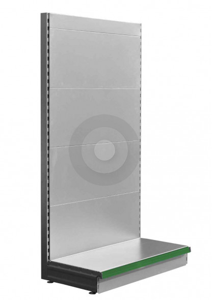 silver wall shelving with base shelf only, for shops