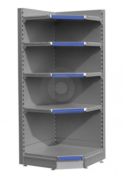 silver internal corner shelving unit