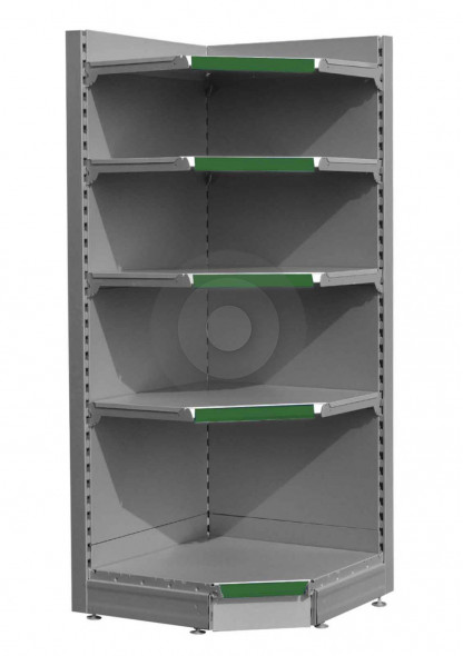 silver corner modular shop shelving