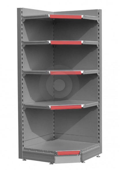 silver corner shelving for supermarkets