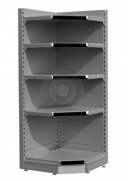 silver corner shop shelving