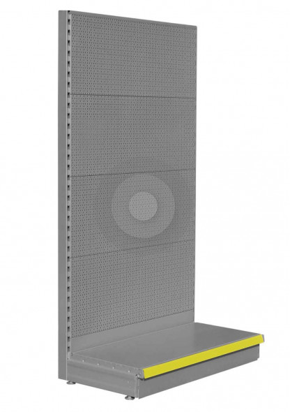 SWSF Silver pegboard shelving end bay
