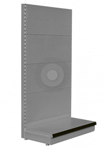 Silver pegboard shelving end bay for hooks