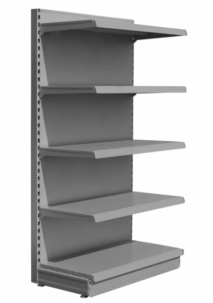 Silver maximum display wall retail shelving