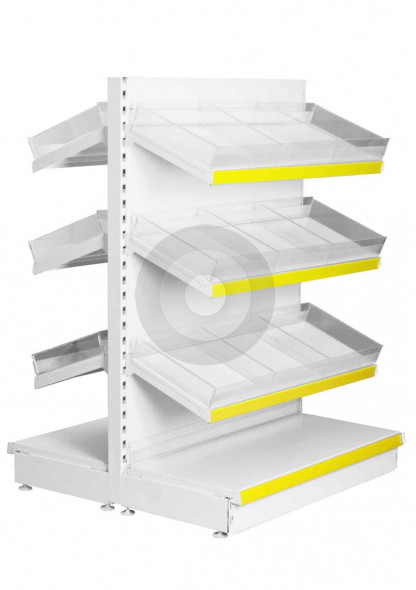 gondola shop shelving with binned shelves