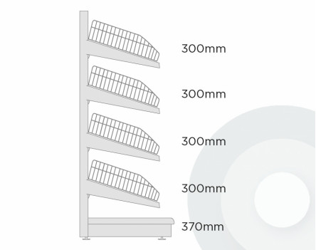 Shallow Wall Shelving With Wire Risers And Dividers