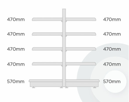 Deep Gondola Shelving (base + 4)