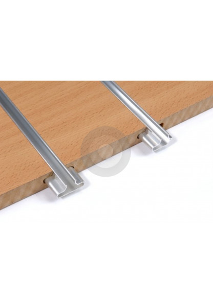 slatted board showing aluminium inserts