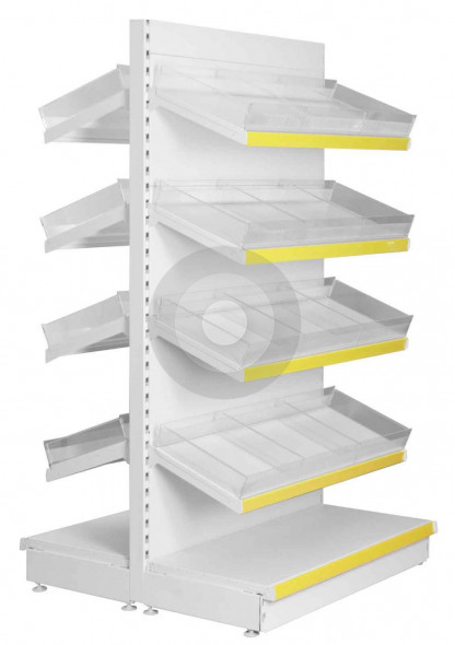compartmentalised gondola shop shelving